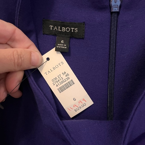 Talbots Long-sleeve Purple Women's Dress with collared neck, NWT - Picture 2 of 8